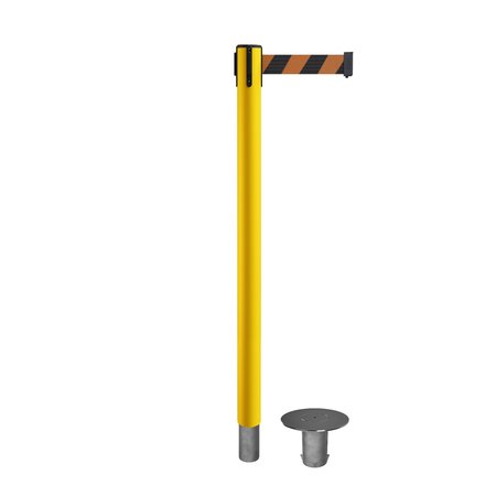 MONTOUR LINE Stanchion Belt Barrier Removable Base Yellow Post 11ft.Blk/Or Belt MSX630R-YW-BOD-110